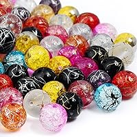 RUBYCA Assorted Mixed Round Druk Crackle Czech Crystal Glass Beads for Jewelry Making (10mm, 200pcs)