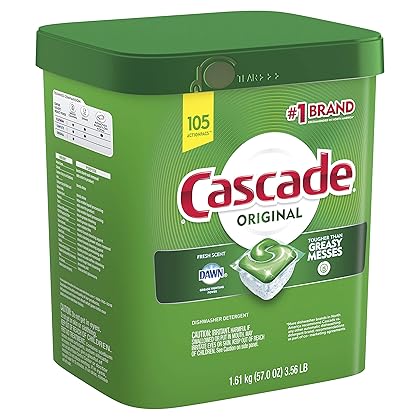 Cascade Original Dishwasher Pods, Actionpacs Dishwasher Detergent Tablets, Fresh Scent, 105 Count (Packaging May Vary)