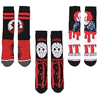 Bioworld Horror Movie Friday The 13th A Nightmare On Elm Street IT Halloween Crew Socks Size 8-12