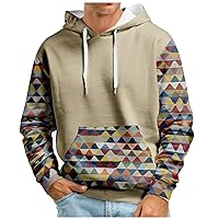 Hoodies for Men Novelty Color Block Hoodies with Drawstring Casual Sweatshirts Retro Splicing Pullover Streetwear