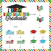 2024 Kindergarten Grad Cake Topper with Preschool Themed Cupcake Toppers Class of 2024 Grad Decorations for Kids Congrats Grad Party Cake Decorations - 25Pcs