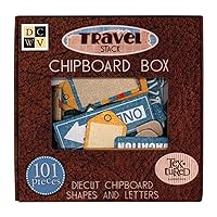 Diecuts With A View Chipboard Embellishments Boxed Travel Shapes and Letters, Textures 101Pieces