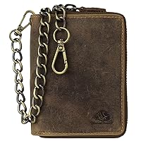 Enwaen Chain wallets for men, Crazy Horse Genuine Leather Trifold Wallet  RFID Blocking Anti-Theft Chain for Biker, Motorcycle