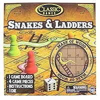 TCG Games Classic Snakes and Ladders Wooden Game Board, Brown (1066)