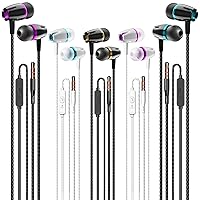 Kirababy Earbuds Wired with Microphone, 5 Pack Wired Headphones with Powerful Heavy Bass, High Definition, Earphones Wired 3.5mm Jack