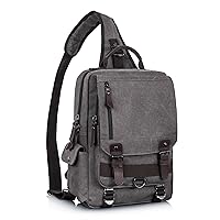 Leaper Canvas Messenger Bag Sling Bag Cross Body Bag Shoulder Bag Brownish Gray, L