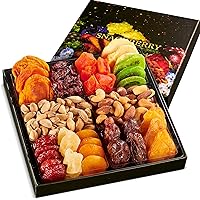 Dried Fruit & Nuts Gift Basket Arrangement Platter, Gourmet Food Snack Box, For Easter, Birthday Care Package, Healthy Kosher - Her Him - 12 Snackberry Assortment (Single)