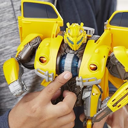 Transformers: Bumblebee Movie Toys, Power Charge Bumblebee Action Figure - Spinning Core, Lights and Sounds - Toys for Kids 6 and Up, 10.5-inch