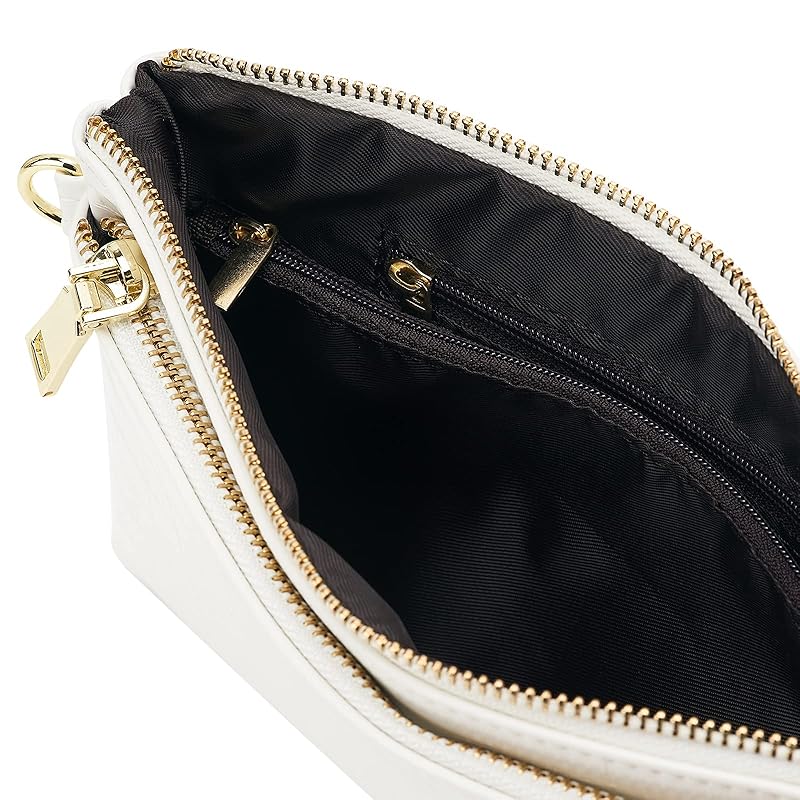 ZOOEASS Triple Zip Small Crossbody Bag Lightweight Purses Vegan Leather  Wristlet Clutch, Includes Adjustable Shoulder