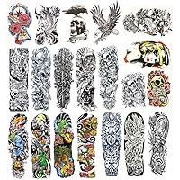 DaLin Extra Large Temporary Tattoos Full Arm and Half Arm Tattoo Sleeves for Men Women 20 Sheets