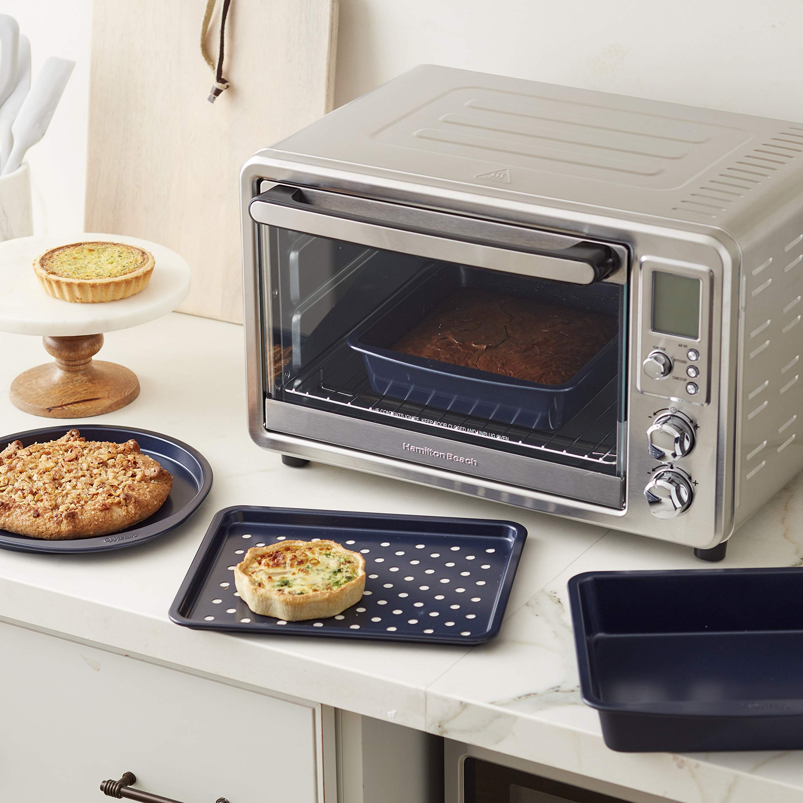 Wilton Non-Stick Diamond-Infused Navy Blue Toaster Oven Baking Set, 4-Piece