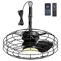 Outdoor Ceiling Fans with Light for Patios, 20'' Wet Rated Gazebo Fan Remote&APP Control, Dimmable Hanging Fan with Plug in Cord for Pergola, Black