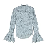 Womens Lace Baby Doll Blouse, Blue, Small