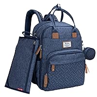 RUVALINO Unisex Diaper Backpack, Denim Blue, 17