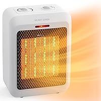 Electric Space Heater Ceramic Safe and Adjustable Thermostat for Fast Heating with Overheat Tip Over Protection, 1500W /750W Two Levels Power Small Heaters for Desk, Office, Bathroom, Dorm, Indoor Use