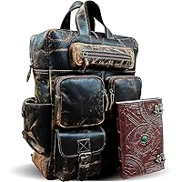 Buffalo Leather Backpack Multi Pockets Daypack Travel Laptop Bag for Men Women