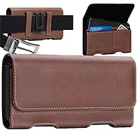 Phone Holster for Samsung Galaxy S24+S23+ S22+ A12 A13 A12 A32 A02 A03 A50 A73 A53 A33, iPhone 15 Pro Max 14 Pro Max XS Max Leather Belt Clip Loops Phone Pouch Card Holder Case,Brwon