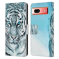 Head Case Designs Officially Licensed Aimee Stewart White Tiger Animals Leather Book Wallet Case Cover Compatible with Google Pixel 7a