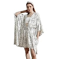 LilySilk Womens Pure Silk Outwear Ladies 22MM Crêpe de Chine Floral Printed Cardigan with 3/4 Sleeve for Vacation Beach