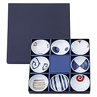 Saikai Pottery 13307 Hasami Ware Dyed Nishiki Picture Change, Bean Plates, 8 Pieces, Diameter 3.1 inches (8 cm), Tableware Set, Small, Small Plate, Gift Box, Gift, Wedding Gift, Mother's Day,