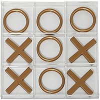 Deco 79 Metal Tic Tac Toe Game Set with Gold Pieces, 12