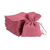 Pink 20 Wedding Burlap Favor Bags Drawstring Storage Pouch Gift Bag Wedding Jute Sack Art Crafts Project Pouches for Wedding & Party Favors-7 x 5 Inches