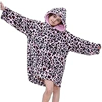 Girls Boys Snuggle Blanket Printed Oversized Hoodie Super Soft Warm Fleece Kangaroo Pocket Hooded Blankets