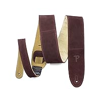 Perri's Leathers, Suede Guitar Strap, Sheepskin Pad, Burgundy, Anti-Slip, Classic, Suitable for Each Level, Standard Size, 41