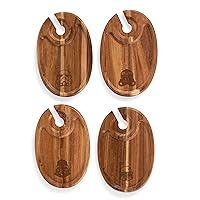 PICNIC TIME Star Wars Dark Side Appetizer Plate Set of 4, Small Plate with Glass Holder, Cheese Board with Drink Holder, (Acacia Wood)