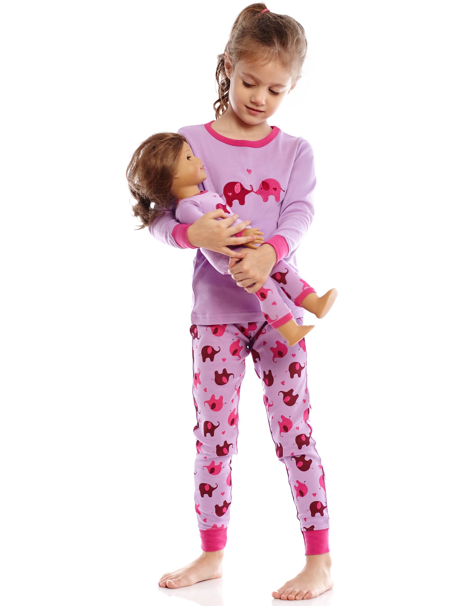 Leveret Kids & Toddler Pajamas Matching Doll & Girls Pajamas 100% Cotton Set (Toddler-14 Years) Fits American Girl