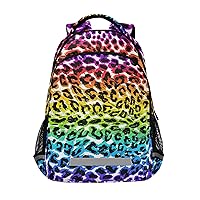 ALAZA Rainbow Leopard Animal Print Backpack Purse for Women Men Personalized Laptop Notebook Tablet School Bag Stylish Casual Daypack, 13 14 15.6 inch