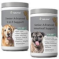 Senior Advanced Intestinal Support Dog Supplement – Helps Support Healthy Intestinal Tract – 60 Ct & Senior Advanced 5-in-1 Support Dog Supplement – Helps Support Immune System – 60 Ct.