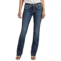 Silver Jeans Co. Women's Suki Mid Rise Curvy Fit Slim Bootcut Jeans, Med Wash EKC385, 33W x 33L