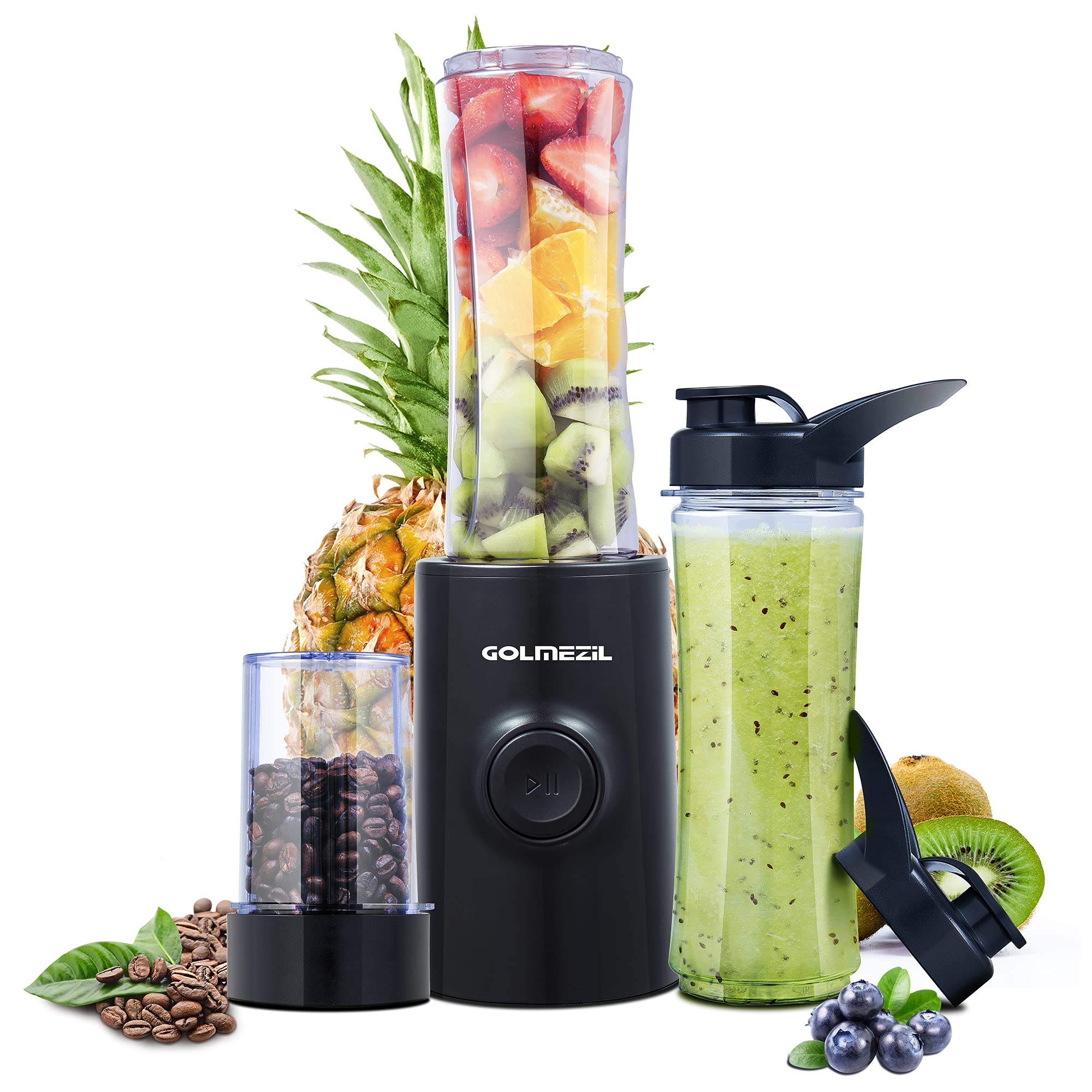 Mua GOLMEZIL Mixer Smoothie Maker, 500 Watt Blender, 3-in-1 Multifunction Smoothie  Maker + Ice Crusher + Coffee Grinder, Mini Stand Mixer, 22000 rpm with 2 x  600 ml Sports Bottle BPA-Free Trit.