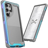 Ghostek Atomic Slim Galaxy S24 Ultra Case with Shockproof Iridescent Aluminum Bumper, Clear Back and Wireless Charging Compatible Phone Cover Designed for 2024 Samsung S24 Ultra (6.8
