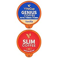 VitaCup Coffee Pod Genius Vanilla & Slim 32ct. Bundle Vitamin infused Recyclable Single Serve Pods Compatible with K-Cup Brewers Including Keurig 2.0