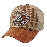 Premium Animal Emblem Trucker Mesh Hat Leather Brim Adjustable Snapback