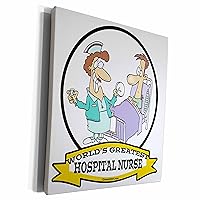 3dRose Funny Worlds Greatest Hospital Nurse Cartoon - Museum Grade Canvas Wrap (cw_103260_1)