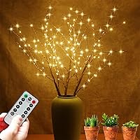 31'' Decorative Lighted Fairy Tree Branches Lights USB Plug with Remote Timer, Christmas Room Decor Artificial Lit Brown Twig Branch Lamp, Sticks for Vase Home Bedroom Party Holiday (Warm White)