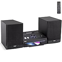 Pyle Home Stereo Shelf System - 60W Wireless BT Streaming with CD Player, FM Radio, USB & SD Card Playback, 2-Way Music Crisp-Sound, Remote Control, Dual Stereo Speakers (Black)