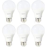 Amazon Basics 75 Watt Equivalent, Soft White, Dimmable, 15,000 Hour Lifetime, A19 LED Light Bulb | 6-Pack
