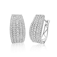 1.53 Carat (Cttw) Round Cut White Natural Diamond Huggie Hoop Earrings Sterling Silver (G-H Color)