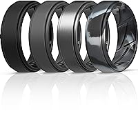 Silicone Wedding Rings for Men Breathable Airflow Inner Grooves - Step Edge Sleek Design Breathable Rubber Engagement Bands - 8mm wide - 2mm Thick