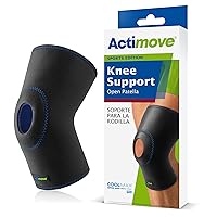 Actimove Sports Edition Knee Support Open Patella with Coolmax® AIR Technology – Sleeve for Pain Management – for Strains, Sprains & Swelling - Left/Right Wear – Black, Large