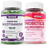 NEVISS Sugar Free Nicotinamide 500mg Gummies + Vaginal Probiotics 50 Billion CFU 10 Strains for Women