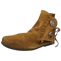 Minnetonka Mens Two Button Hardsole Boot, Brown, Size 7