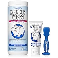 Squishface Wrinkle Paste + Wrinkle Wipes + Flexible Silicone Dog Wrinkle Cream Applicator Bundle - Softer, Cleaner Way to Clean Your Dog's Face - Great for All Breeds!