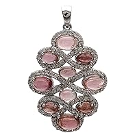 Cluster pendant !! 6.20 ct natural gemstones 925 sterling silver Trio Infinity pendant (tourmaline)