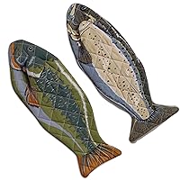 Cotton Lake House Fish Oven Mitts, 6 X 16.5 Set of 2, Machine Washable and Heat Resistant for Kitchen Cooking and Baking