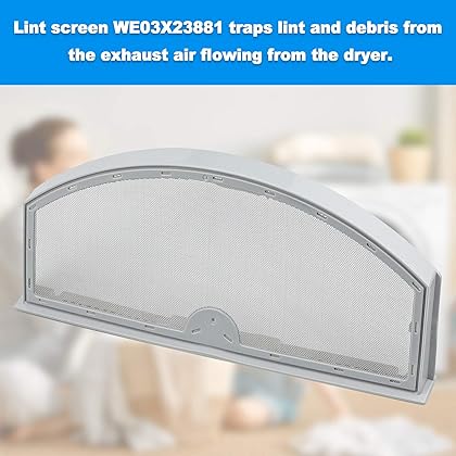 Upgraded WE03X23881 GE Dryer Lint Screen Filter Replacement, Dryer Lint Trap WE03X23881 PS11763056 Stainless Steel Metal Screen Mesh Lint Catcher, Include Clothes Dryer Vent Cleaner Kit Lint Brush